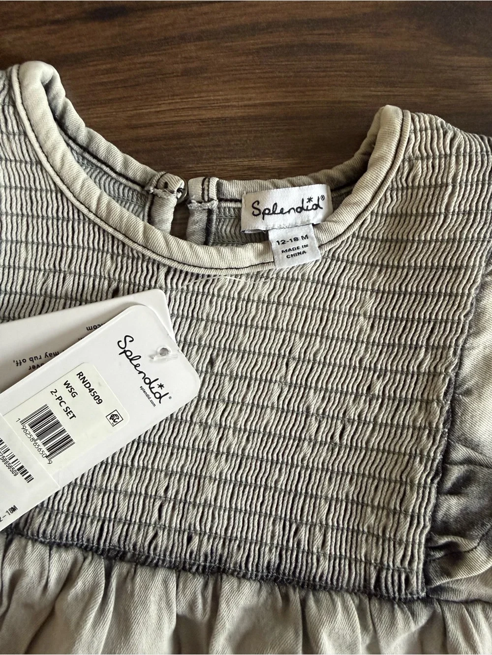 Splendid Neutral Smocked Long-Sleeve Dress with Bloomer - Beige